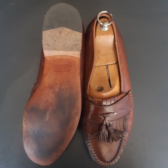 Johnston & Murphy SZ 9.5 Chestnut Brown Men's Tassel Loafers with Kilt Fringe - Picture 6 of 13